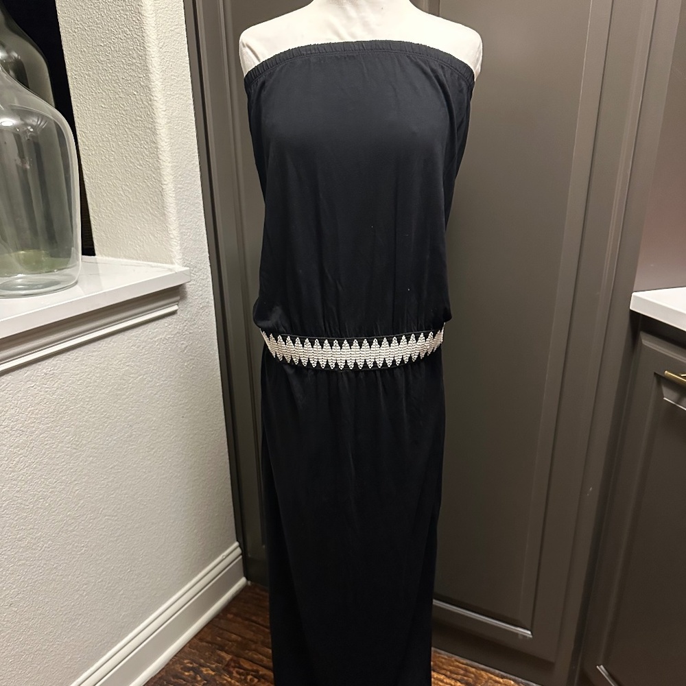 Boston Proper Strapless Maxi‎ Dress in Black & White-Size Med